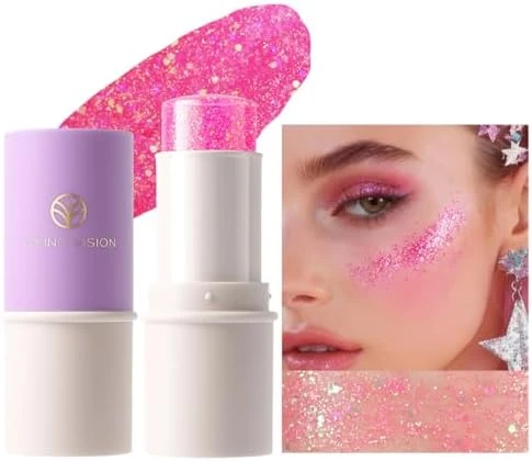 Young Vision Face Glitter Stick Waterproof Hair Glitter Gel Chunky Glitter Face Paint Chunky Mermaid Sequin Color Changing Glitter Makeup For Women And Kid Xmas Festival Accessories Glitter (02)
