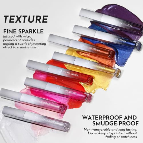 Young Vision 8Pcs Lip Gloss Collection Makeup Set Set Shiny Smooth Soft Liquid Lip Glosses Non Transfer Gloss Multi-Purpose Lip Liner Gloss Eyeliner & Eyeshadow For Girls And Women Makeup