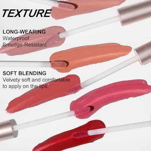 Young Vision 6 Pc Matte Nude Liquid Lipstick Set - Long-Lasting & Pigmented Shades Lip Gloss Bundle Collection For Girls/Women