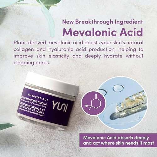 Yuni Niacinamide Moisturizer Collagen Boosting Face Cream 5% Niacinamide For Sensitive Skin Anti Aging Skincare Skin Tightening Plant Based Vegan Skincare 1.7 Oz