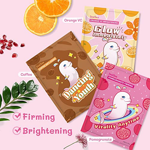 Zealsea Super Hydrating & Moisturizing Facial Sheet Mask Bundle 7 Pack Sheet Masks Plus Releasing Magic Fun Facial Mask Collection