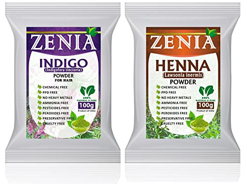 100 Grams Zenia Indigo Powder And 100 Grams Henna Hair | Buy at