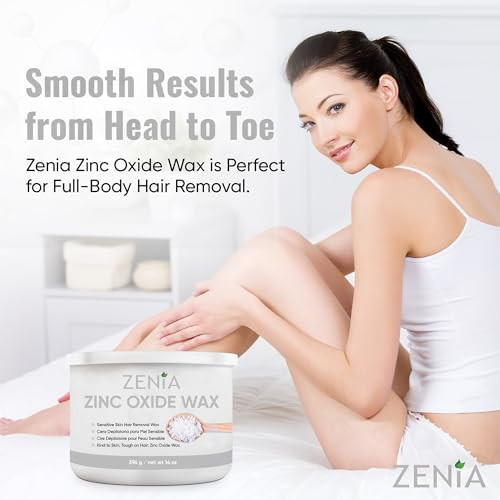Zenia Zinc Oxide Wax 14Oz - Gentle Hair Removal Soft Wax For Sensitive Skin - Perfect For Full-Body Use Including Face Arms Legs And Bikini