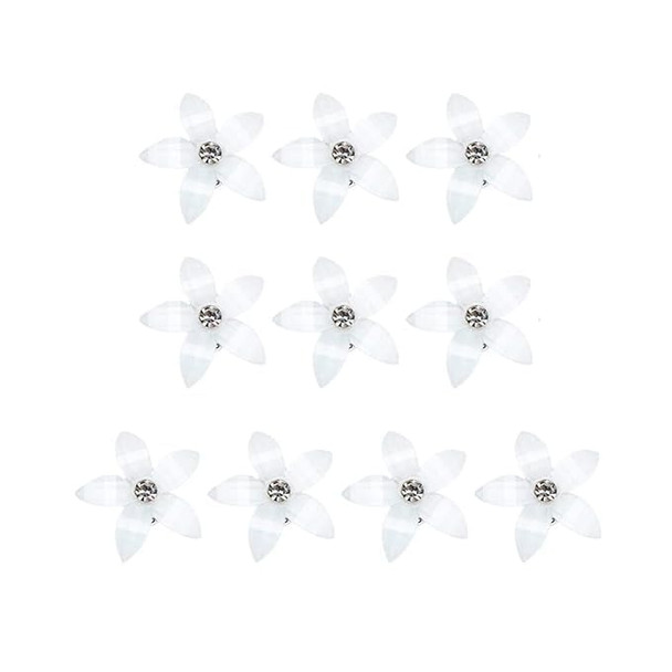 ADORNISH 10Pcs Mini White Rhinestone Flower Hair Clips Decorative Wedding Bridal Hair Barrettes and Pins for Girls Women (WHITE)