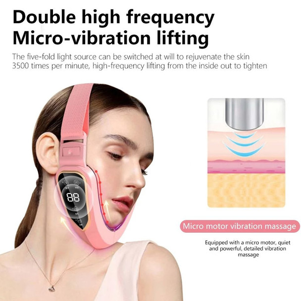 CAMMUO Facial Lifting Massager 12 Gears Electric Facial Massager V line Face Lifting Slimming Vibration Device Home Use Beauty Tool PINK
