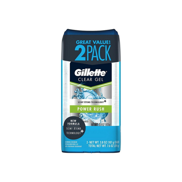 Gillette Clear Gel Antiperspirant/Deodorant, Power Rush 3.8 oz each 2 ea