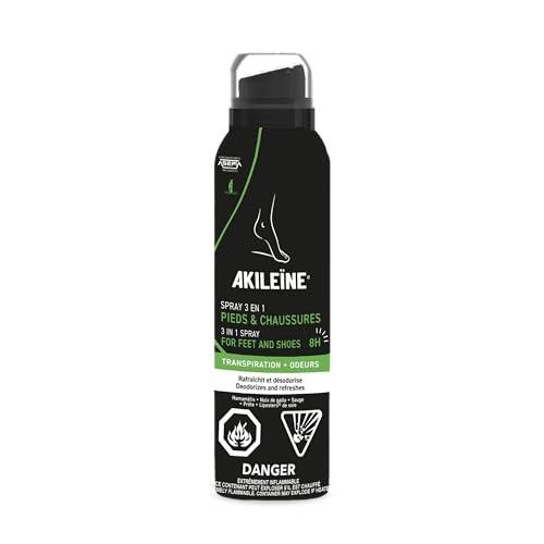 Akileine Black Spray Antiperspirant 150 Ml Foot Deodorant Spray And Shoe Odor Eliminator