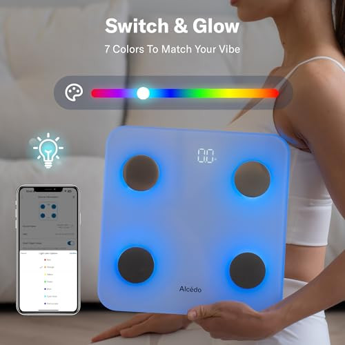 Alcedo Smart Body Fat Scale Digital Scale With Bmi Fat Percentage Muscle Mass Color-Changing With Weight Variation 400 Lb Bluetooth