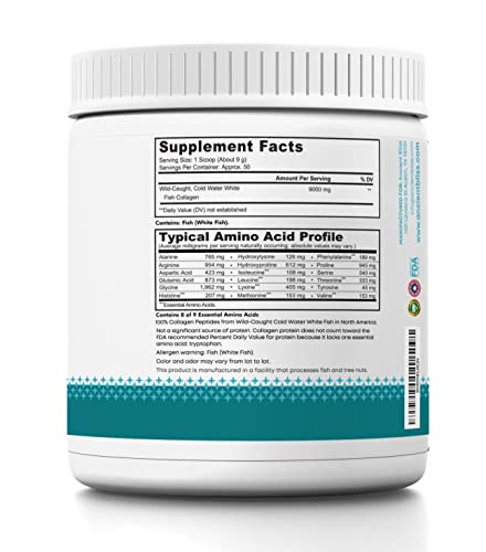 Ancient Bliss Wild-Caught Marine Fish Collagen Peptides Powder Flavorless Collagen Protein Supplement With Type 1 Non-Gmo Gluten-Free Amino Acid Supplement For Skin Hair And Nails 15.87 Oz