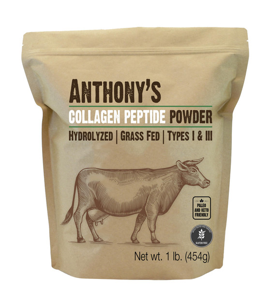 Anthony'S Collagen Peptide Powder 1 Lb Pure Hydrolyzed Gluten Free Keto And Paleo Friendly Grass Fed Unflavored Non Gmo