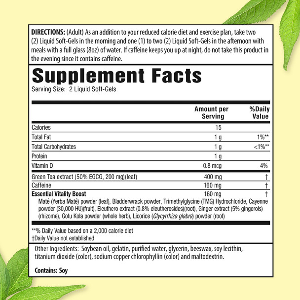 Applied Nutrition Green Tea Fat Burner - 30 Liquid Soft-Gels Pack Of 3 - Increases Calorie Burning & Supplies Powerful Antioxidants 45 Total Servings