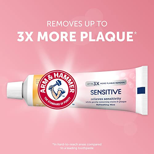 Arm & Hammer Sensitive Toothpaste Refreshing Mint Relieves Sensitivity 4.5 Ounce (Pack Of 12)
