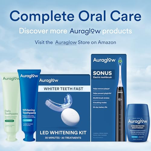 Auraglow Sonus Electric Toothbrush Replacement Brush Heads With Cover Cap 3 Count White