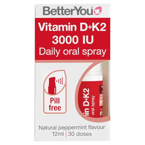Betteryou D3000 And K2 Vitamin D Daily Oral Spray - Convenient Alternative For Tablets - Supports Bone Health And Boost Immune System - Prevents Blood Clotting - Natural Peppermint Flavor 0.4 Oz