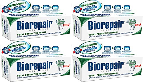 Biorepair Total Protective Repair Toothpaste With Microrepair New Formula - 2.5 Fluid Ounce (75Ml) Tubes (Pack Of 4) Italian Import