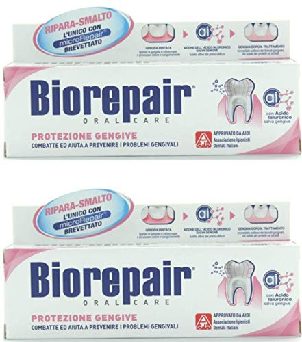 Biorepair Protezione Gengive (Gum Protection) Toothpaste With Microrepair 2.5 Fluid Ounce (75Ml) Tube (Pack Of 2) Italian Import