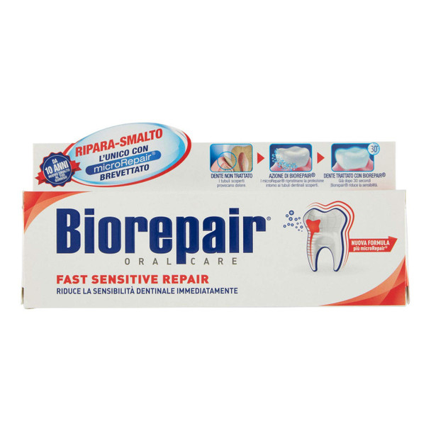 Biorepair Fast Sensitive Repair Toothpaste With Microrepair New Formula - 2.5 Fluid Ounce (75Ml) Tube Italian Import
