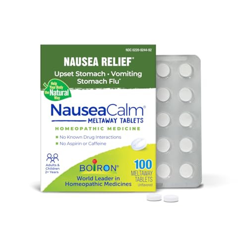 Boiron Nauseacalm Tabs - 100 Count - Relief For Upset Stomach Nausea And Vomiting Due To Stomach Flu Overindulgence Or Motion Sickness - Non-Drowsy Nausea Calm Meltaway Tablets