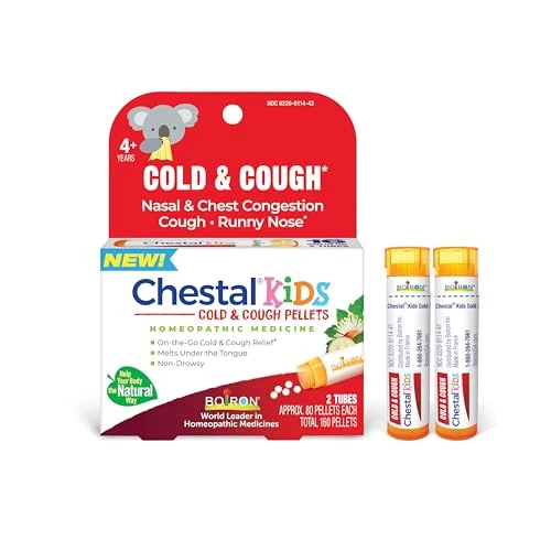 Boiron Chestal Kids Cold & Cough Pellets For Nasal & Chest Congestion Fitful Cough Sneezing Occasional Minor Sore Throat And Runny Or Stuffy Nose - 2 Count (160 Pellets)