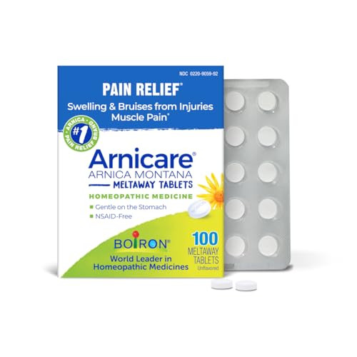 Boiron Arnicare Tablets - 100 Count For Pain Relief From Muscle Pain Joint Soreness Swelling From Injury Or Bruises - Arnica Meltaway Tabs