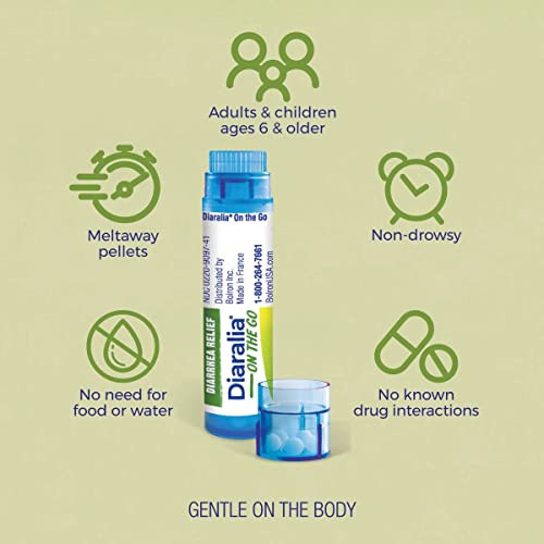 Boiron Diaralia On The Go Travel Essential For Diarrhea Relief Gas Bloating Intestinal Pain And Traveler'S Diarrhea - 2 Count (160 Pellets)