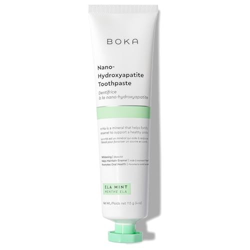 Boka Toothpaste Floss Bundle Ela Mint Nano-Hydroxyapatite Fluoride-Free Toothpaste 4Oz 1Pk Teflon-Free Petroleum-Free Woven Dental Floss W/Natural Vegetable Wax 30 Yards 1Pk