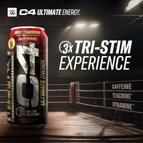 C4 Ultimate X Wwe 300Mg Caffeine Sugar Free Energy Drink Berry Powerbomb 16Oz (Pack Of 12)