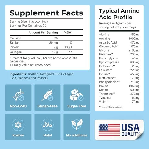 Centenarius Nutrition Marine Collagen Peptides Powder Unflavored 300G Types I iv Hydrolyzed Collagen From Wild-Caught Fish For Healthy Skin Hair Nails Joints & Bones Anti-Aging Non-Gmo Centenarius Nutrition