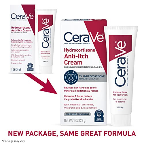 Cerave 1 Hydrocortisone Anti-Itch Cream Fragrance-Free Relief For Eczema-Prone & Dry Skin 1 Ounce