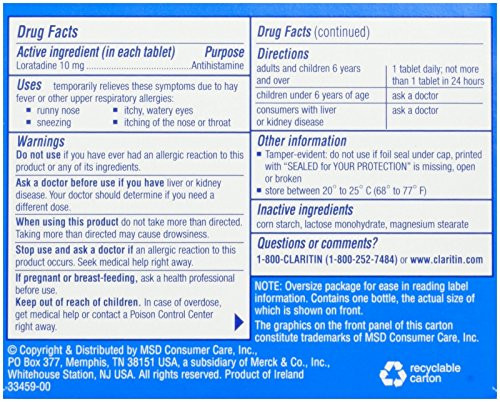 Claritin Non-Drowsy Indoor & Outdoor Allergies Antihistamine 30 Tablets