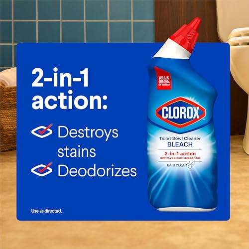 Clorox Toilet Bowl Cleaner Bleach Rain Clean 24 Fluid Ounces (Package May Vary)