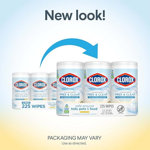 Clorox Free & Clear Cleaning Wipes Light Lemon Scent 75 Count Pack Of 3 (Pack May Vary)