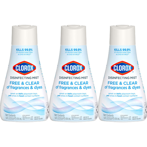 Clorox Free & Clear Disinfecting Mist Refill Household Essentials Fragrance Free 14 Fluid Ounces Pack Of 3