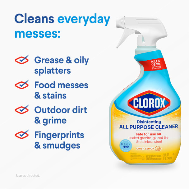 Clorox Disinfecting All-Purpose Cleaner 32 Oz And Disinfecting Bathroom Cleaner Household Essentials 30 Oz Pack Of 3