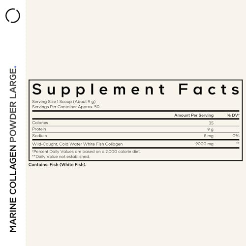 Codeage Marine Collagen Powder - Wild-Caught Hydrolyzed Fish Collagen Peptides - Type 1 & 3 Collagen Protein Supplement - Amino Acids For Skin Hair Nails - Paleo Friendly Non-Gmo 15.87 Ounces