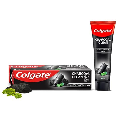 Colgate Charcoal Clean Black Gel Toothpaste Deep Clean Tooth Paste With Bamboo Charcoal & Wintergreen Mint For Plaque Removal 120 G (Pack Of 1) Multicolour