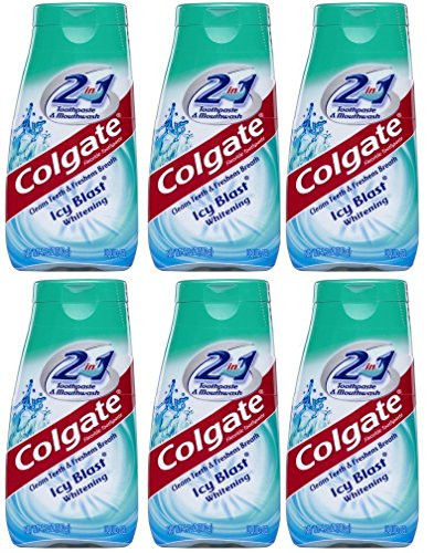 Colgate 2 In 1 Toothpaste Mouthwash Whitening 4.6 Tubes Icy Blast 27.6 Oz Pack Of 6