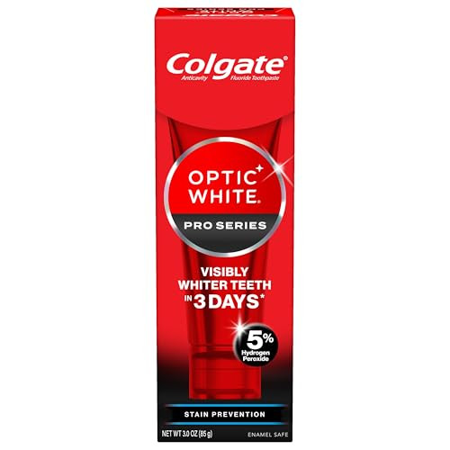 Colgate Optic White Pro Series Stain Prevention Hydrogen Peroxide Toothpaste Teeth Whitening Toothpaste Effectively Removes Tea Coffee And Wine Stains Enamel-Safe For Daily Use 3.0 Oz