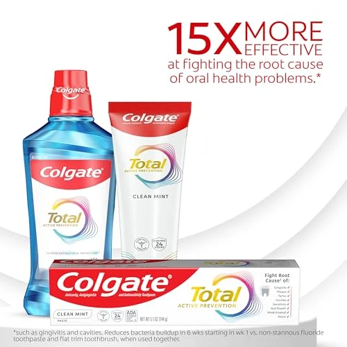 Colgate Total Active Prevention Clean Mint Toothpaste Anticavity Fluoride Toothpaste Clinically Proven Formula That Fights Plaque Bacteria Mint 4 Pack 5.1 Oz