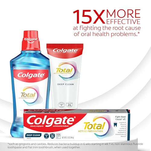 Colgate Total Active Prevention Deep Clean Toothpaste Anticavity Fluoride Toothpaste Clinically Proven Fluoride Formula Helps Fight Plaque Bacteria Mint 3 Pack 5.1 Oz