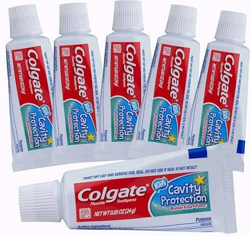 Colgate Kids Cavity Protection Fluoride Toothpaste 6 Pack Bubble Fruit Flavor Children'S Toothpaste For Ages 2 Sugar Free No Artificial Preservatives Travel Size 0.85 Oz Each