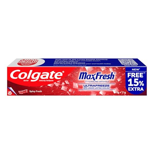 Colgate Maxfresh Toothpaste Red Gel Tooth Paste With Menthol For Super Fresh Breath 70G (Spicy Fresh)
