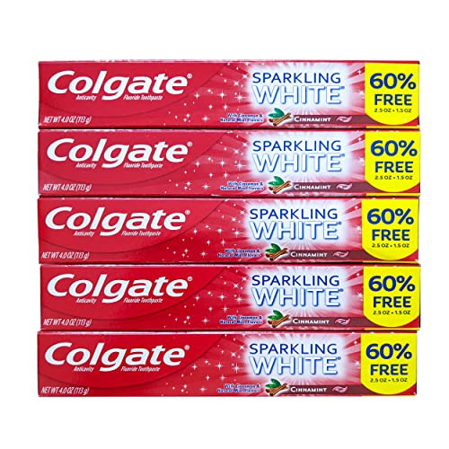 Colgate Cinnamint Fluoride Toothpaste With Cinnamon And Natural Mint Flavor Deep Tooth And Gum Cleaning Gel With Gentle Whitening Fights Cavities And Plaque Kids And Adults 5 Pack