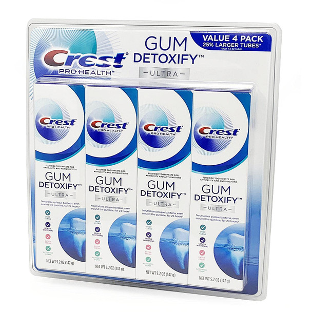 Crest Pro Health Ultra Gum Detoxify Toothpaste (4-Pack 5.2 Oz Each)