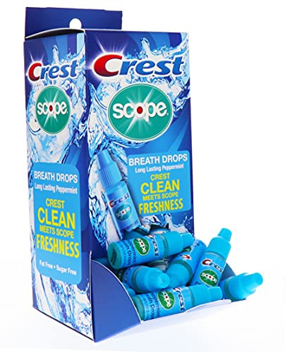 Crest Scope Breath Drops - Long Lasting Peppermint - Crest Clean Meets Scope Freshness - Gravity Feed Display - 50 Count 3.2Ml Drops