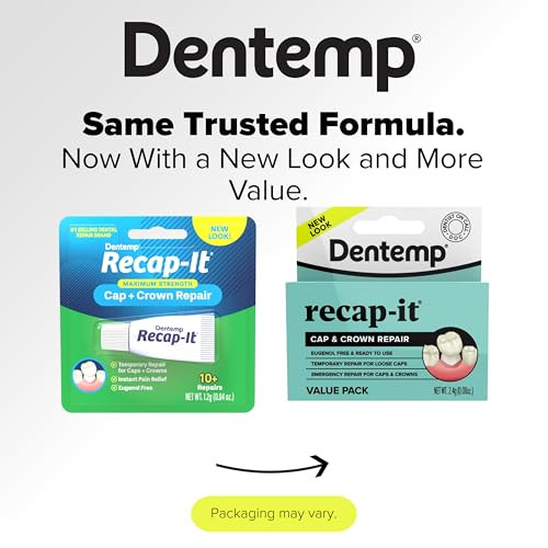 Dentemp Recap-It Cap And Crown Repair Dental Kit - Fast Acting Formula Dental Cement For Loose Caps (Value Pack Of 2) - Temporary Cement For Crown And Bridge