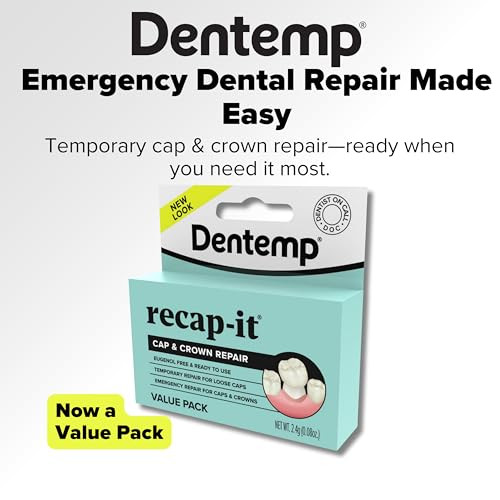 Dentemp Recap-It Cap And Crown Repair Dental Kit - Fast Acting Formula Dental Cement For Loose Caps (Value Pack Of 2) - Temporary Cement For Crown And Bridge