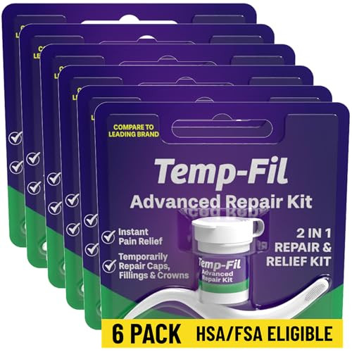 Dentemp Temp-Fil Advanced Repair Kit 2-In-1 Repair & Relief Kit For Lost Fillings Loose Caps & Crowns Instant Relief 14 Long-Lasting Repairs 2.64G (Packaging May Vary)