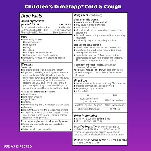 Children'S Dimetapp Cold And Cough Stuffy Nose Runny Nose Sneezing Itchy & Watery Eyes Cough Antihistamine Alcohol-Free Liquid Syrup Grape Flavor 4 Fl Oz (Pack Of 3)