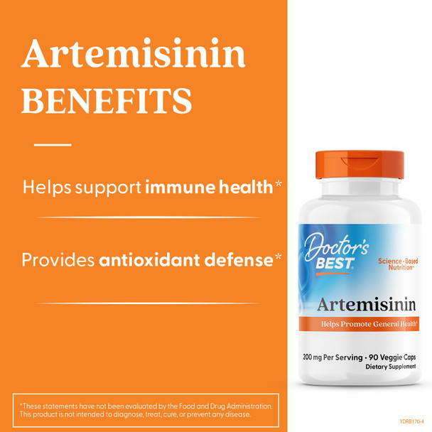 Doctor'S Best Artemisinin Supplement For Men & Women - Sourced From Sweet Wormwood Herb Artemisia Annua Capsules 200 Mg Per Serving Natural Immune Health Support For Adults 90 Ct Veg Caps